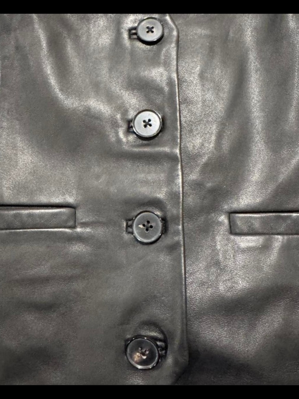 Madewell Black Leather Button Vest NM538 Size 2 - Picture 9 of 9